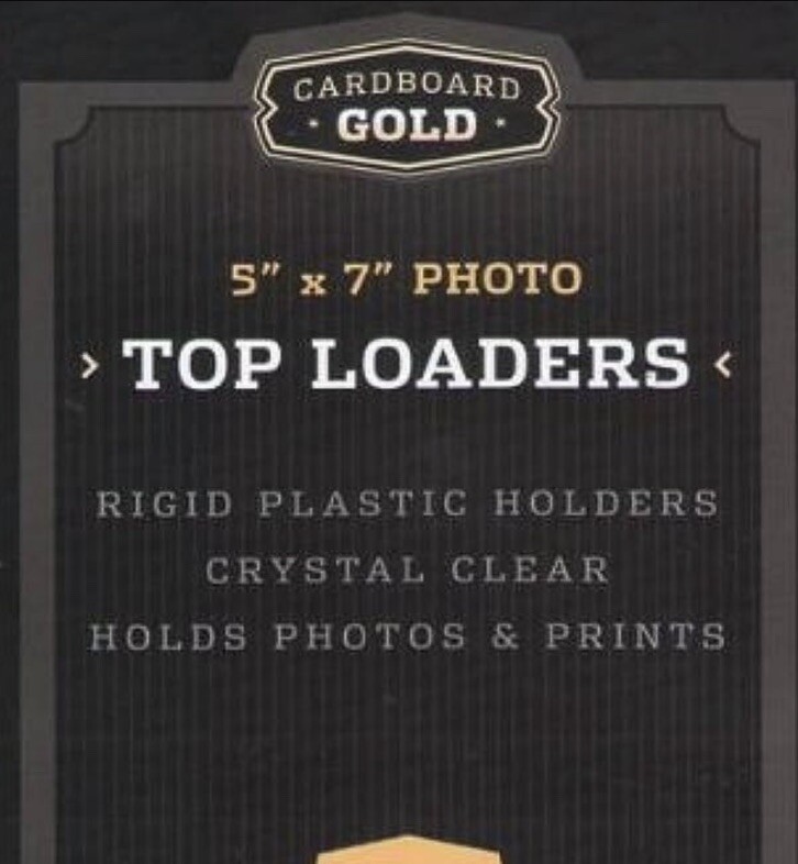 1 Cardboard Gold 5×7 Clear Toploader Photo Postcard Rigid Oversize Card Holder