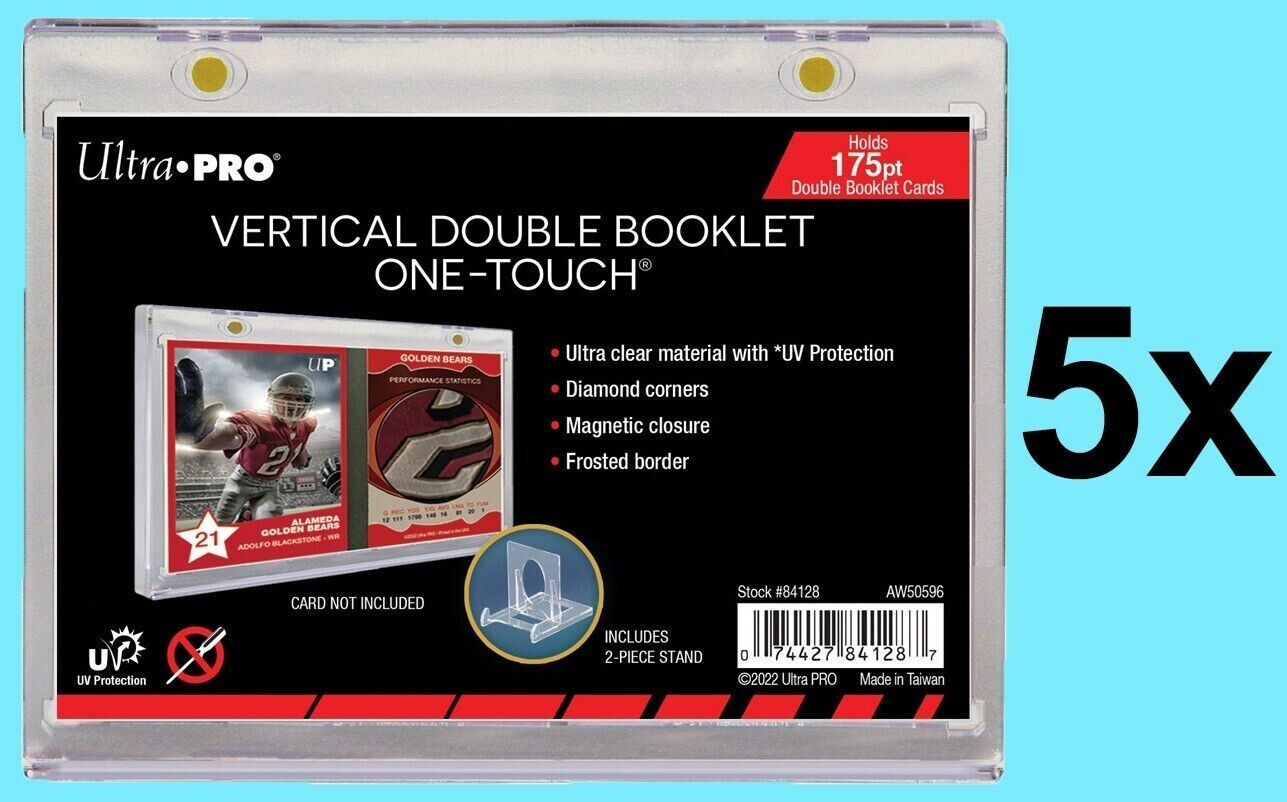 5 Ultra Pro One Touch VERTICAL BOOKLET Magnetic Card Holder w STAND Display Case