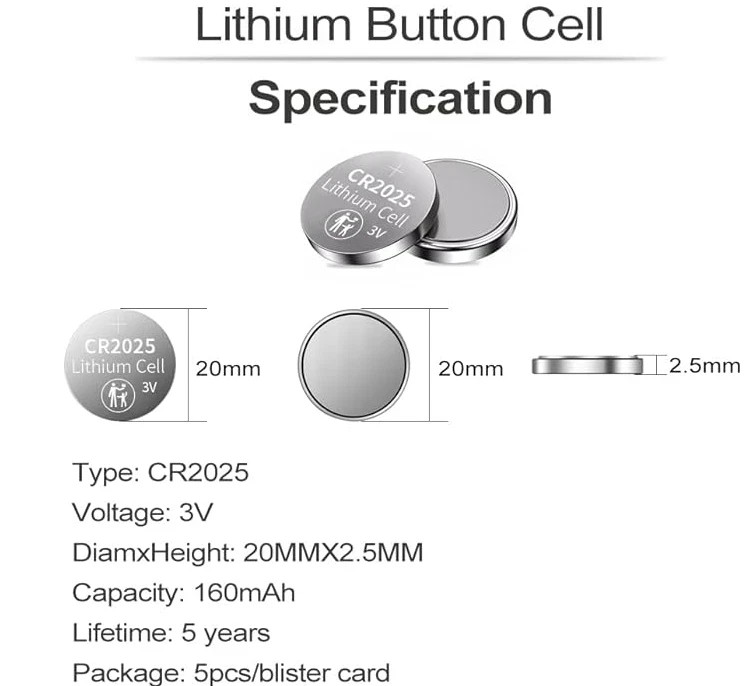 (2) pack new PGSONIC Lithium CR2025 3v battery battries
