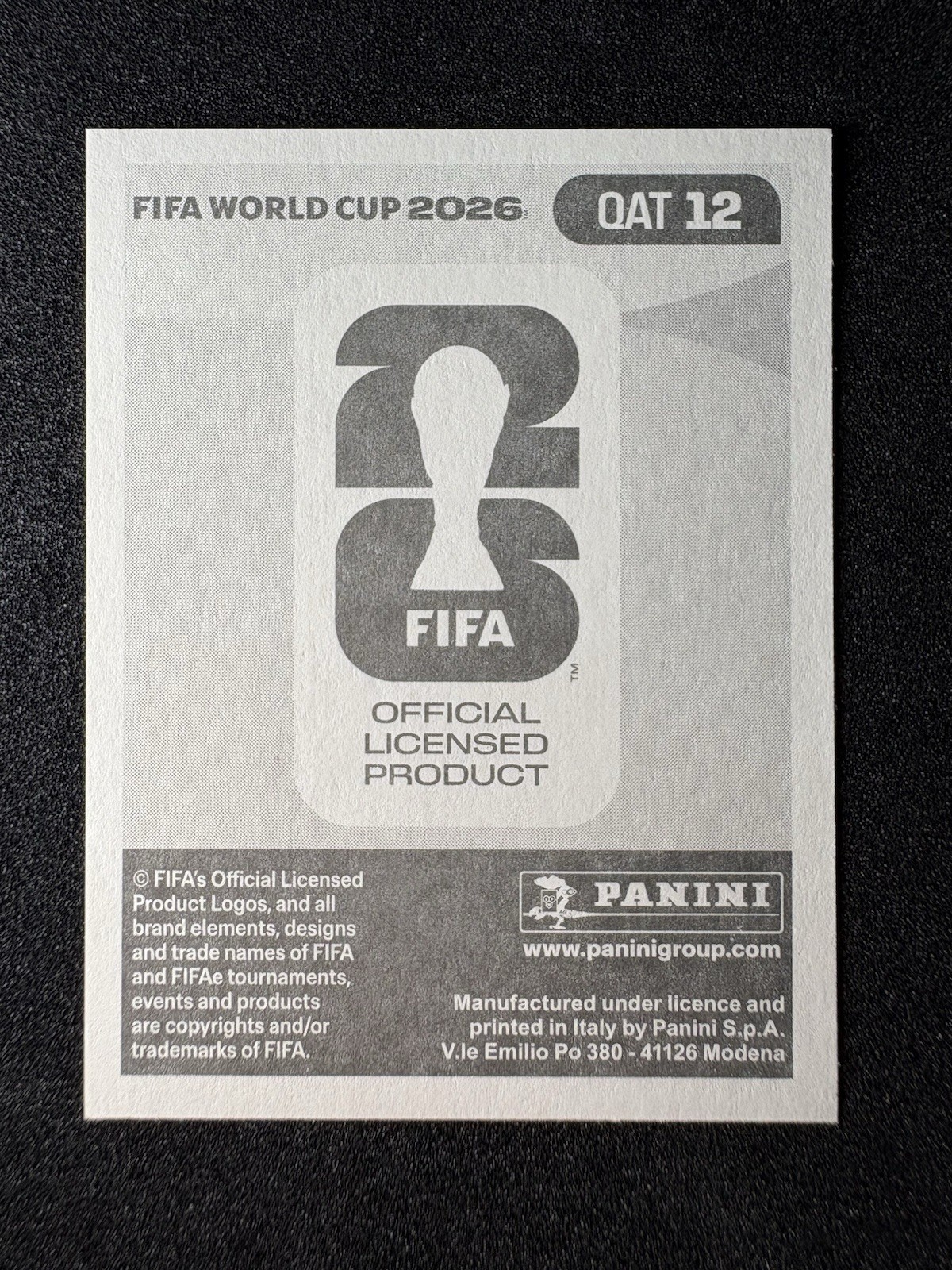 2026 Panini FIFA World Cup Sticker #QAT12 Hamed Fatehi Qatar