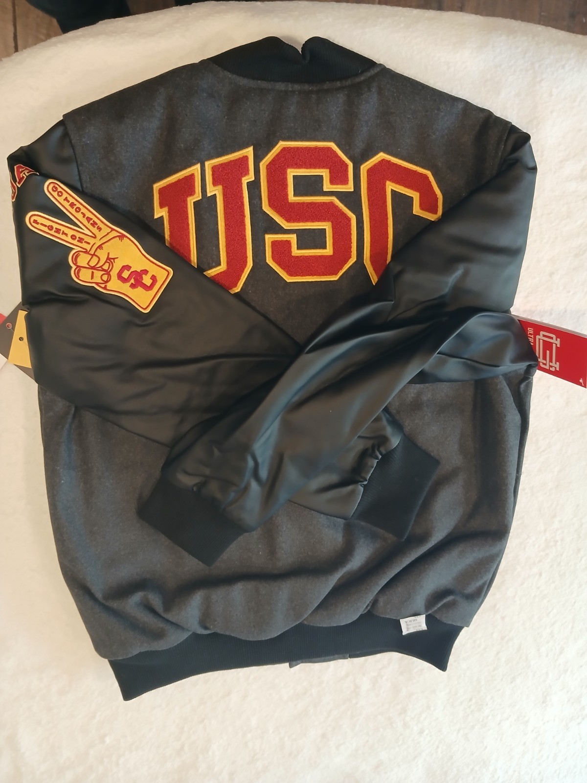 USC Trojans Ultra Game Varsity Jacket Mens Small Charcoal Gray Wool NCAA New NWT
