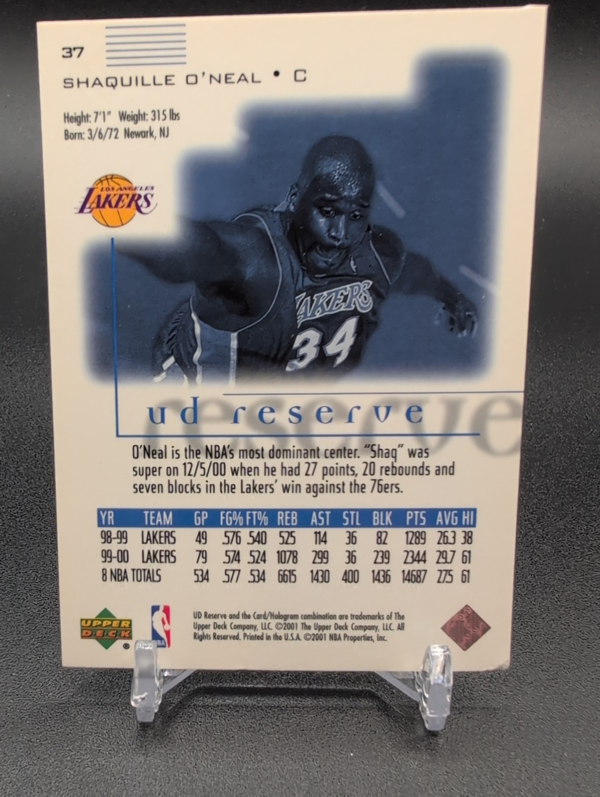 2000-01 Upper Deck Reserve – Shaquille O’Neal #37 – Damage