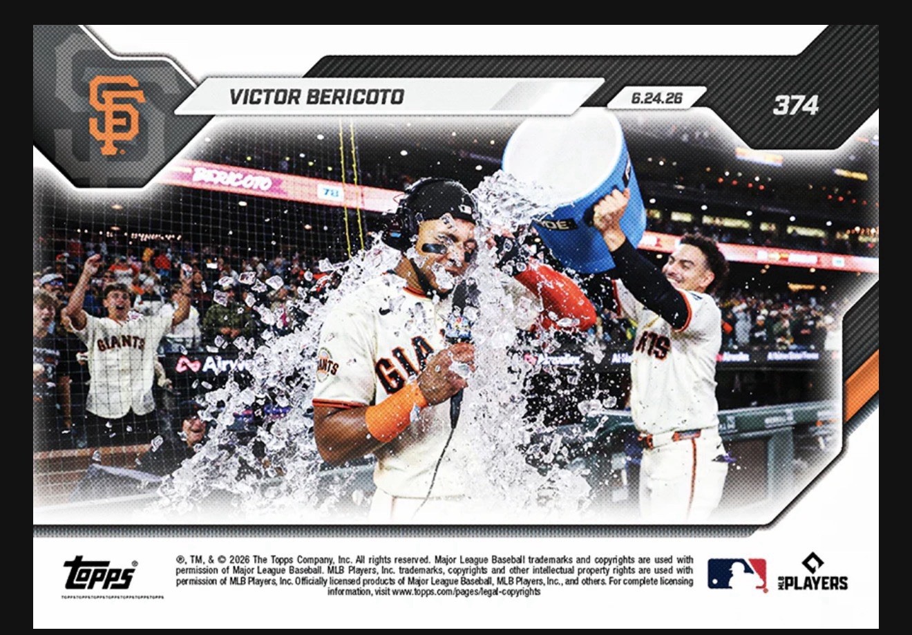 Victor Bericoto Call Up – 2026 MLB Topps NOW® – Card 374 – Presale!! Giants!!