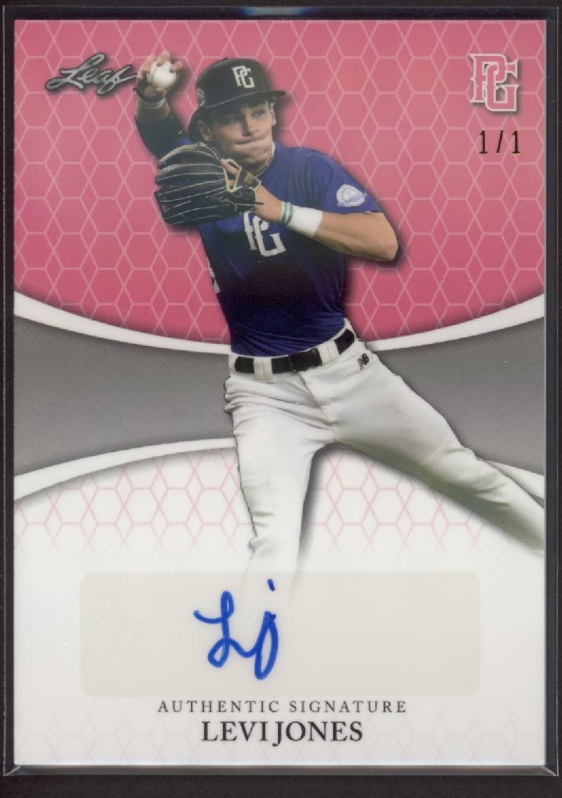 2022 Levi Jones Leaf Perfect Game Pink Shimmer Auto RC 1/1 #BA-LJ1 (G931)