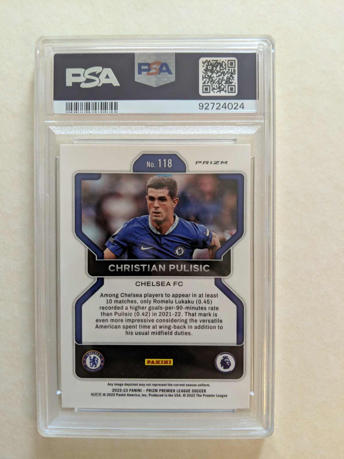 2022 Prizm Christian Pulisic White sparkle Prizm Ssp PSA 9 Team USA World Cup 26