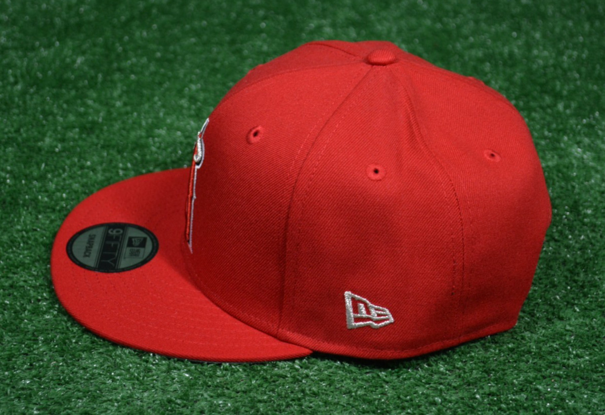 New Era Los Angeles Anaheim Angels 9FIFTY Flat Brim Snapback Hat Red, New