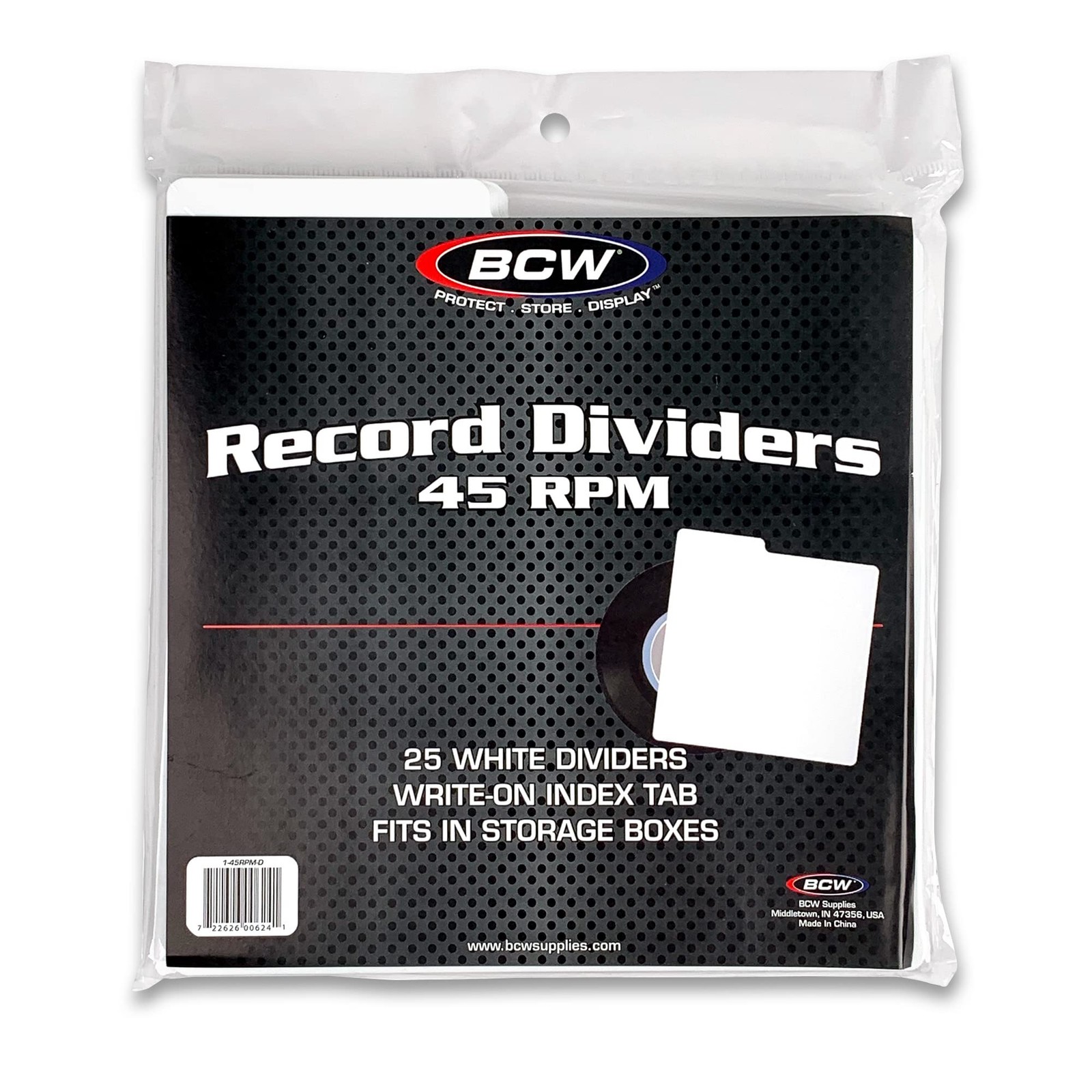 45 RPM Record Dividers | White | Write-On Index Tab | Archival Polypropylene | E