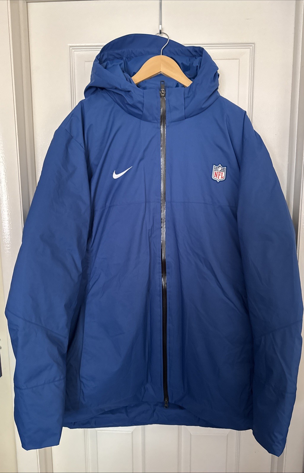 Nike NFL Shield Mens XL Blue Football Down Hooded Puffer Jacket DC3054-431 NEW