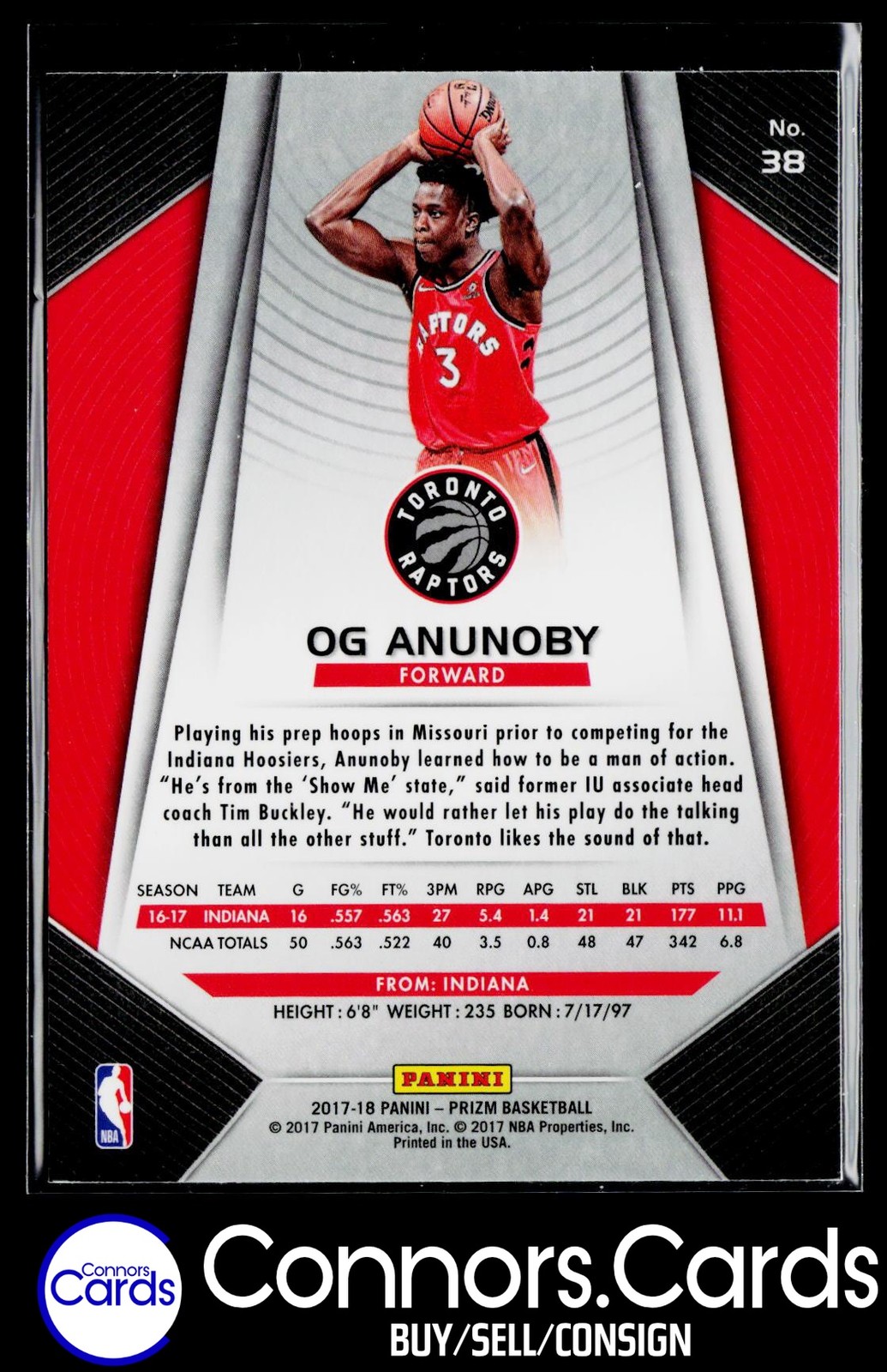 OG Anunoby Rookie 2017-18 Panini Prizm #38 QTY