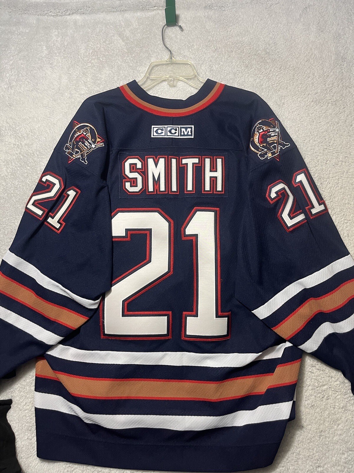 JASON SMITH EDMONTON OILERS CCM STANLEY CUP REPLICA JERSEY XXL NEVER WORN..
