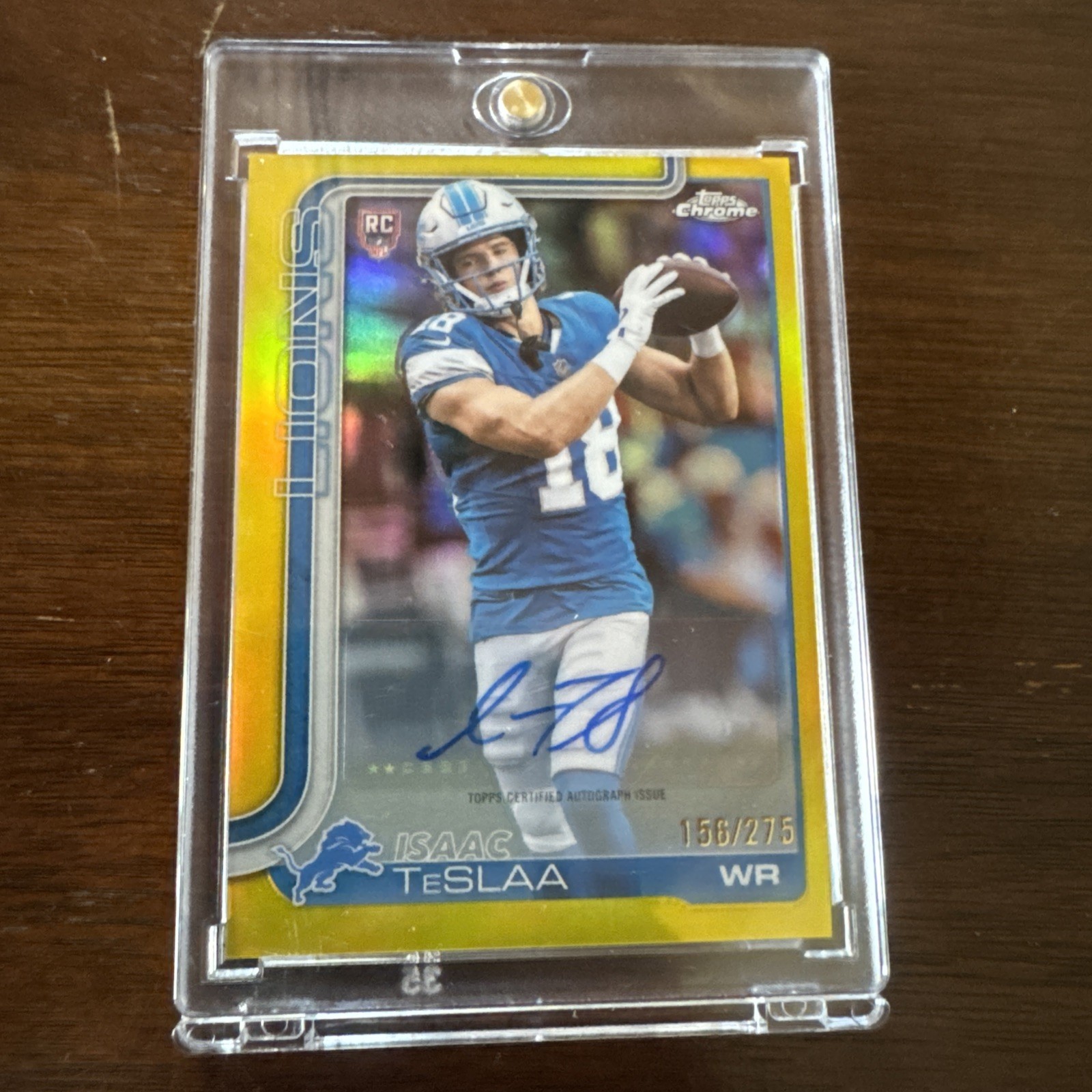2025 Topps Chrome – Rookie Autographs Isaac TeSlaa #RA-ITS Yellow Lava Refractor