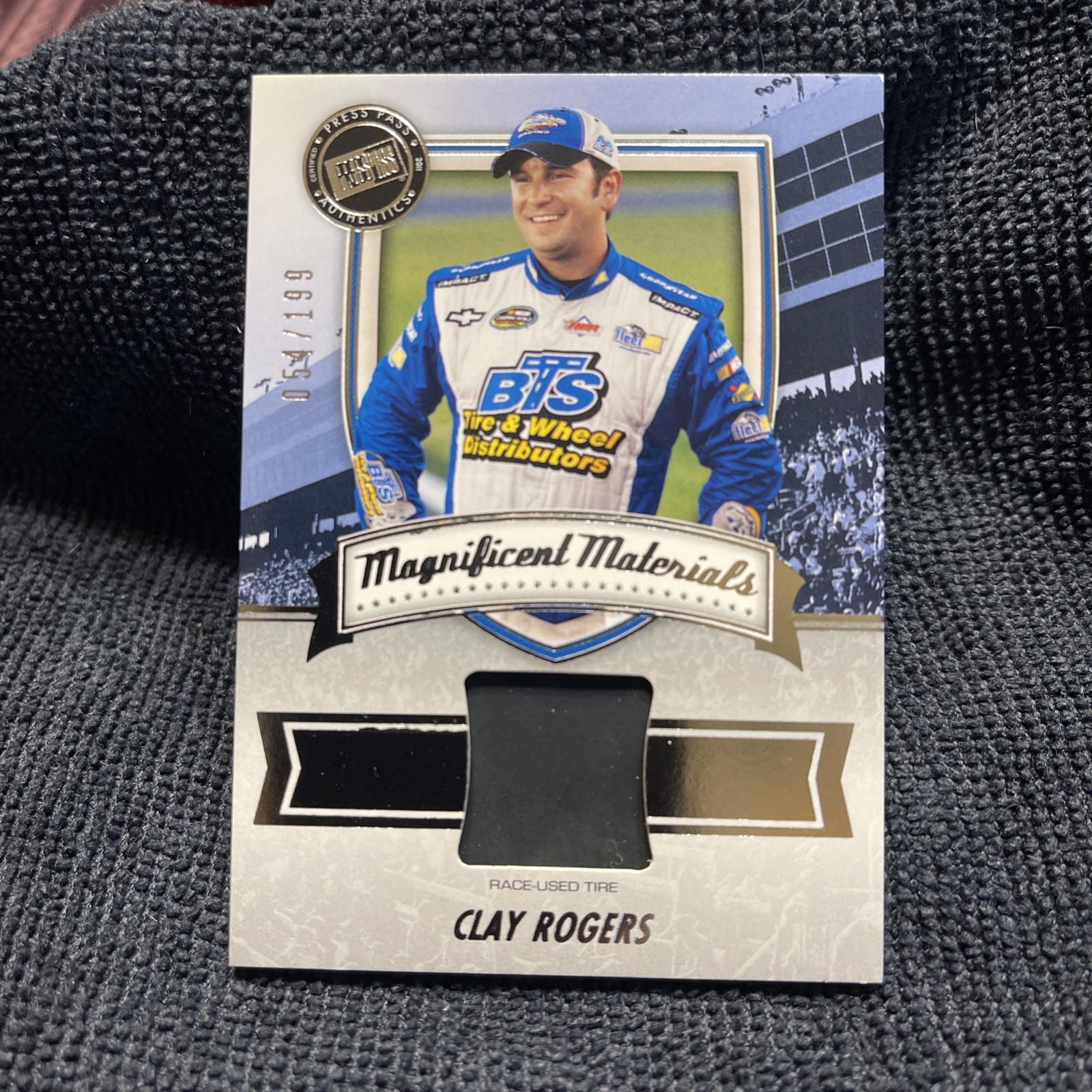 CLAY ROGERS 2011 Press Pass Fanfare Magnificent Materials 54/199 #MM-CR