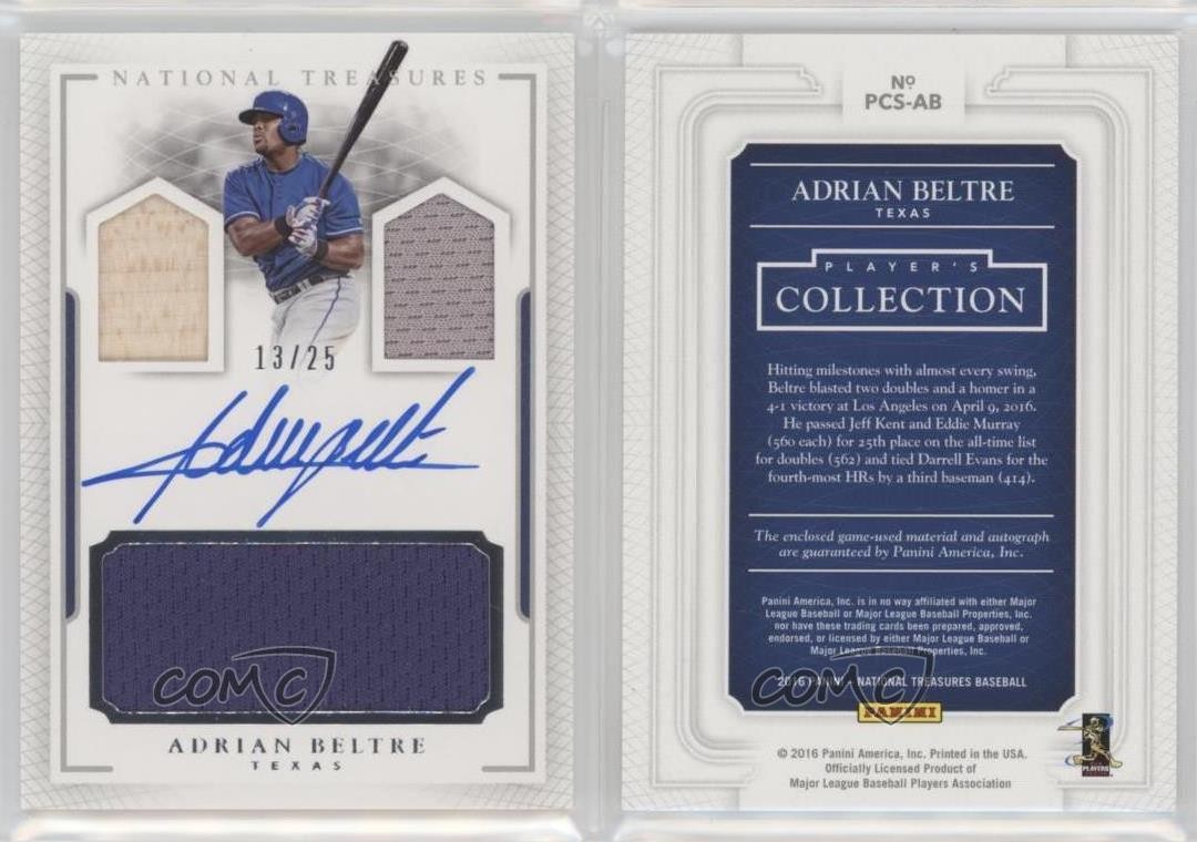 2016 Panini National Treasures 13/25 Adrian Beltre #PCS-AB Auto HOF 4f5
