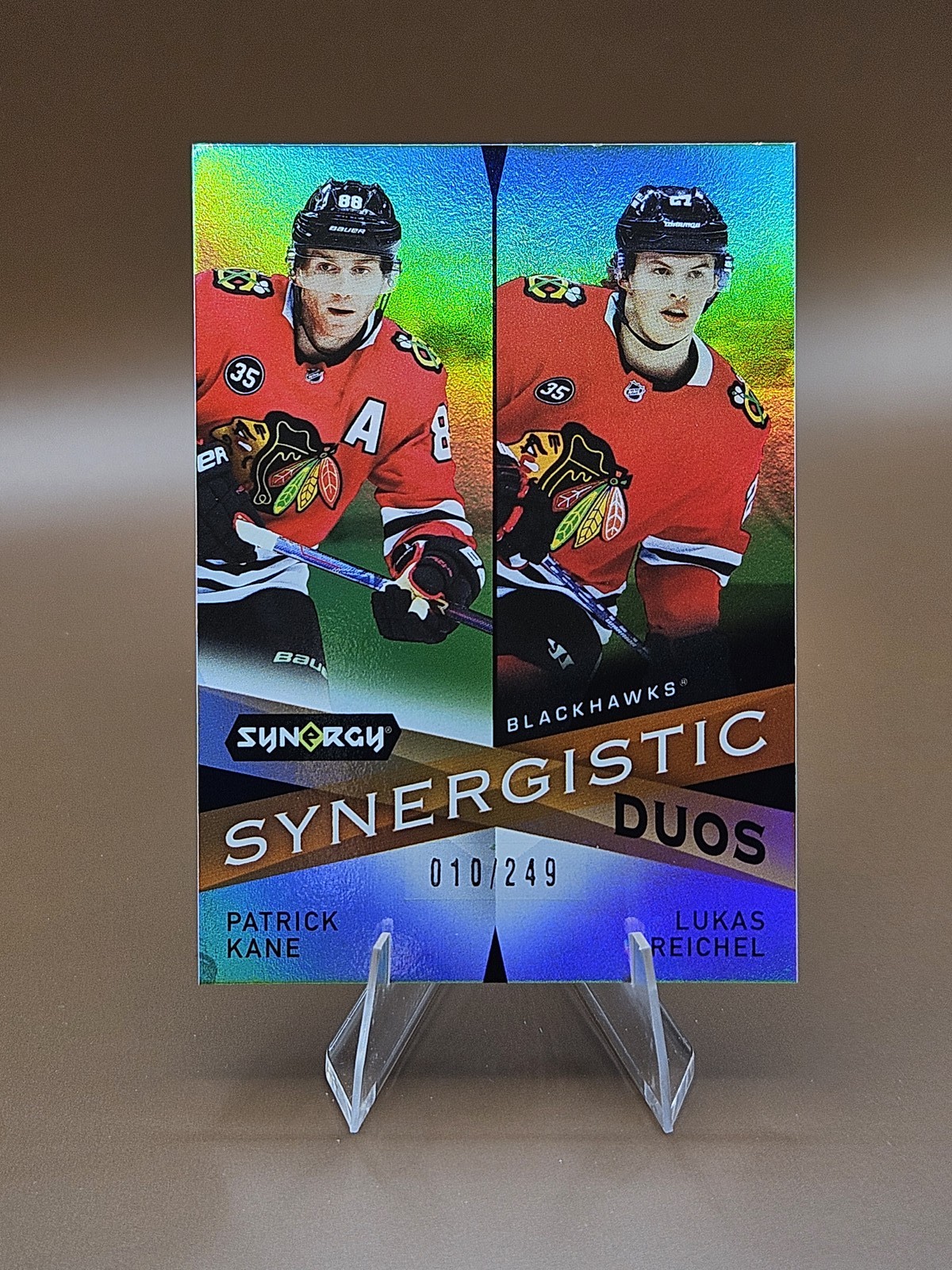 2022-23 Upper Deck Synergy #SD-12 Kane / Reichel Synergistic Duos Green #/249