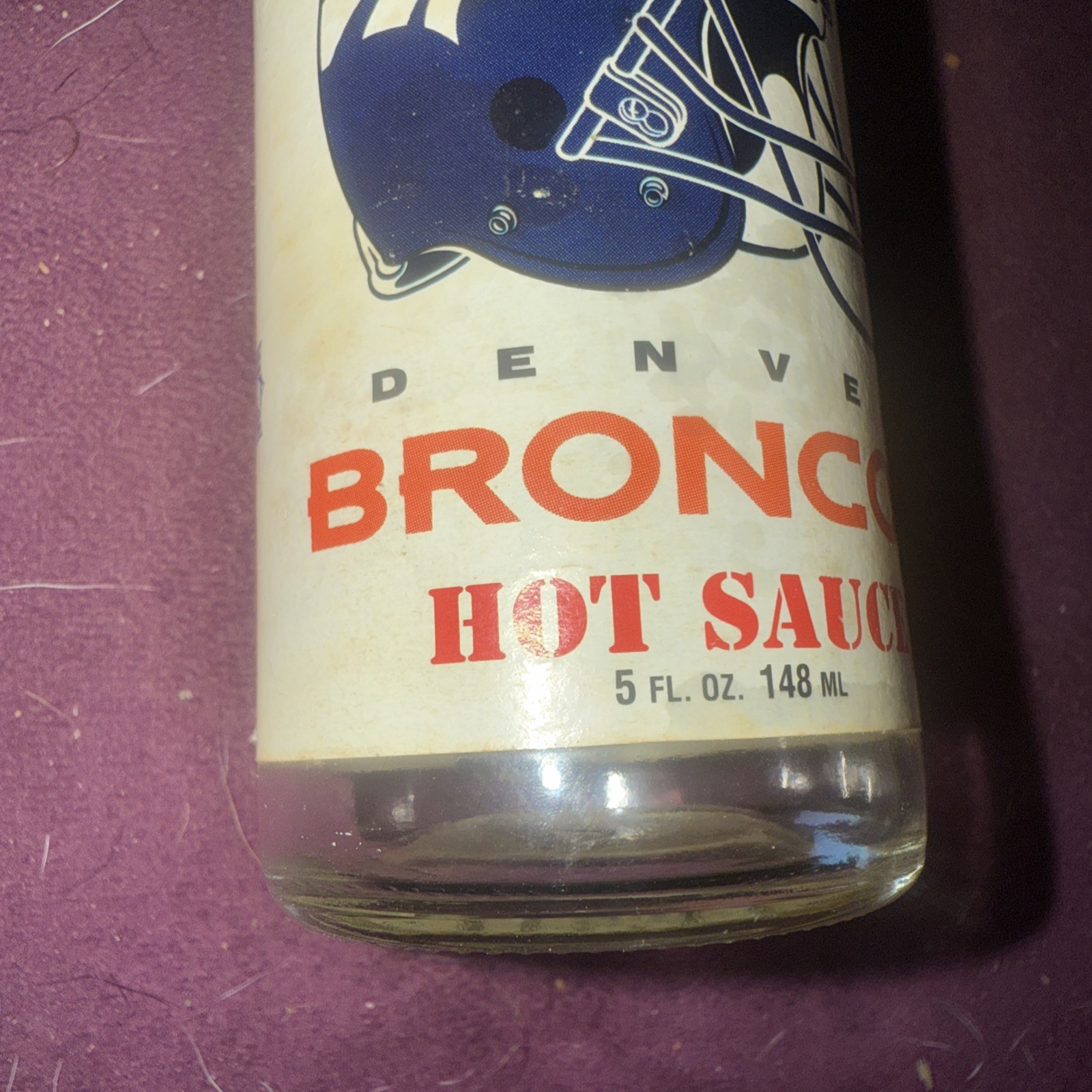 RARE Vintage NFL Denver Broncos Official Team Hot Sauce 5oz Empty.