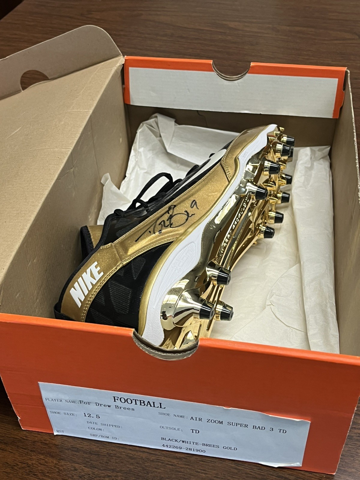 DREW BREES Game Shoe autographed Nike Super Bad 3 w/ BOX NEW unworn Saints HOF