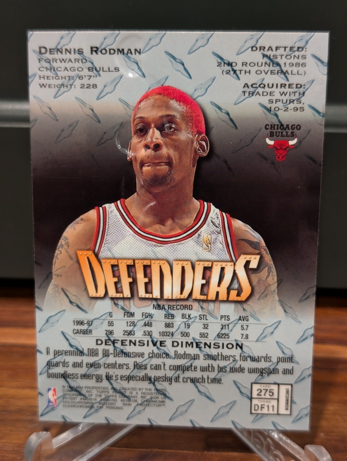 1997-98 Topps Finest – Uncommon Silver Dennis Rodman #275 Embossed
