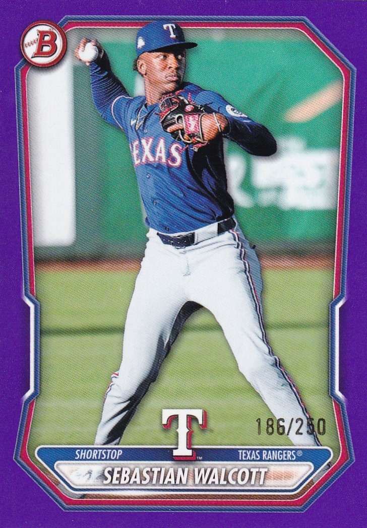 SEBASTIAN WALCOTT /250 BOWMAN ROOKIE RC PROSPECTS PURPLE RANGERS #BP-51 2026 26