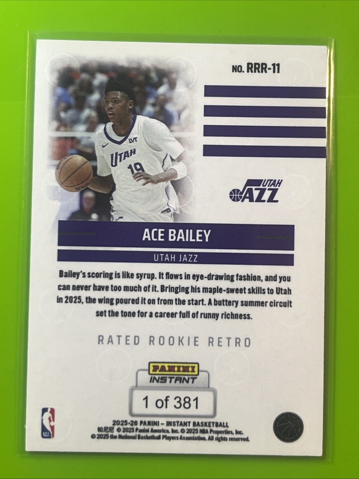 ACE BAILEY – 2025-26 Panini Rated Rookie Retro #RRR-11 – RC – SP /381