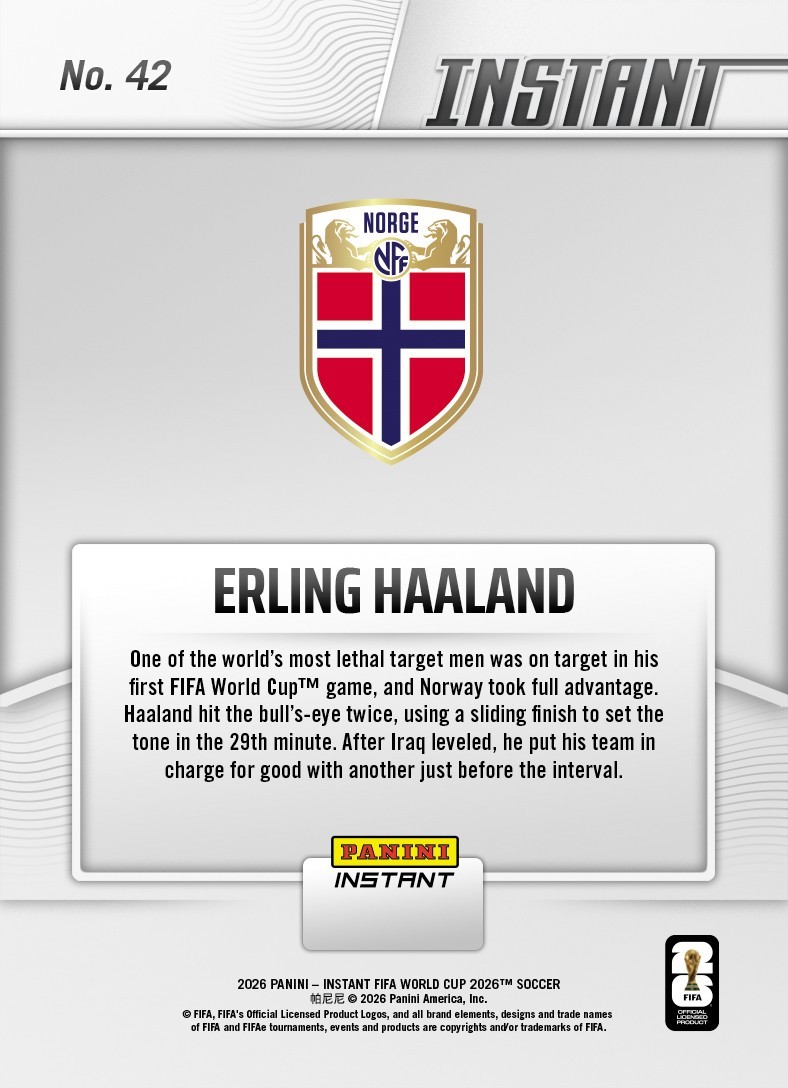 2026 Panini Instant FIFA World Cup #42 Erling Haaland Norway PRESALE