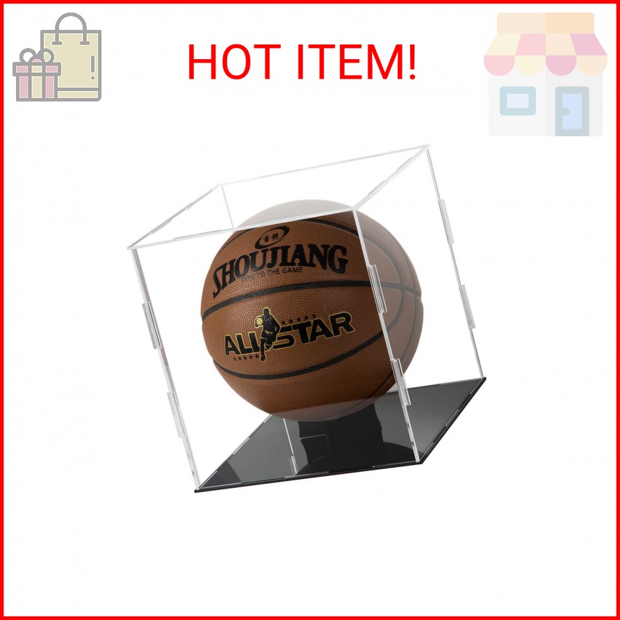 Basketball Display Case Clear Acrylic Glass Cube Assemble Countertop Box Soccer