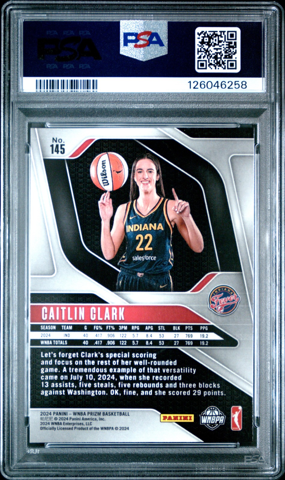 2024 Panini Prizm Wnba #145 Caitlin Clark PSA 9