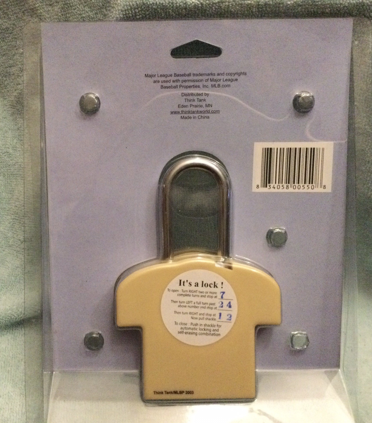 MLB Sports Lock San Francisco Giants High Quality Steel Combination Lock