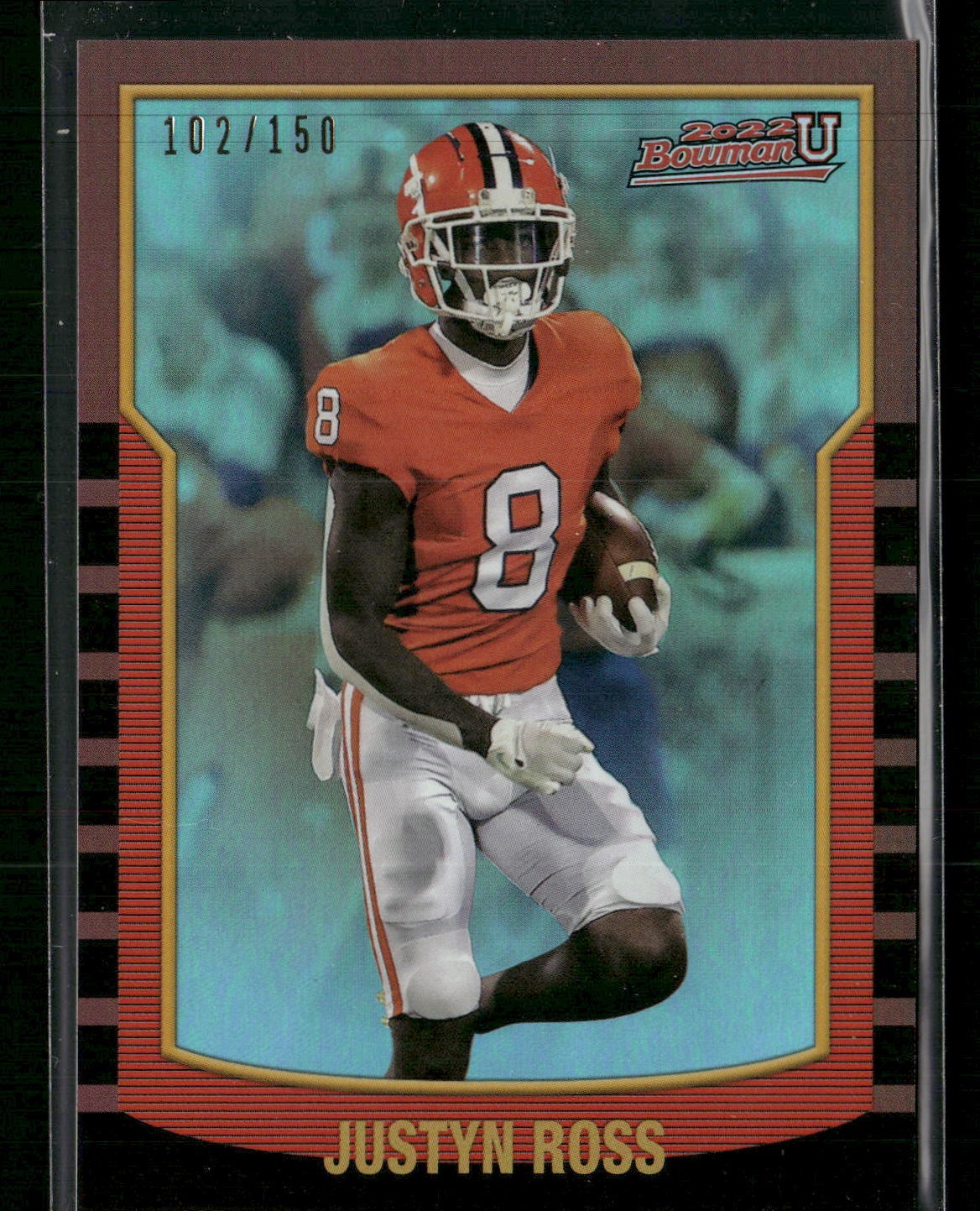 2021-22 Bowman University #2KB-25 Justyn Ross 2000 Bowman Aqua SN #/150