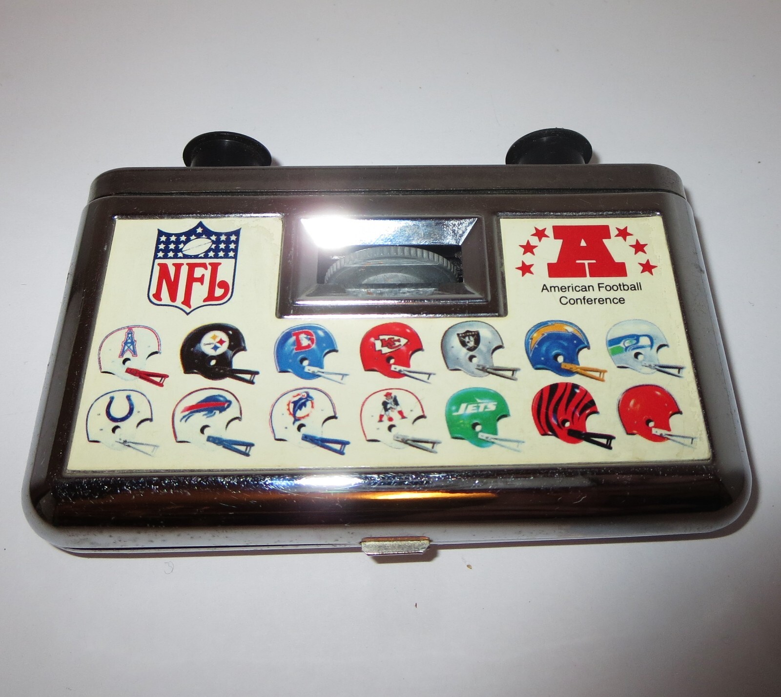 Vintage 80s NFL Compact Folding BINOCULARS NFC AFC Helmet logos TASCO Japan