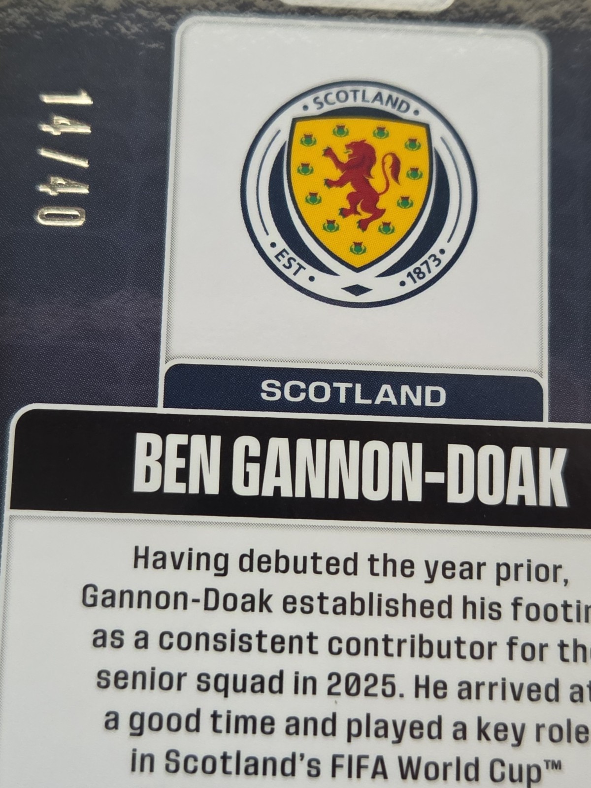 Ben Gannon-Doak 2026 Panini Prizm FIFA World Cup Blue /40 Scotland #394