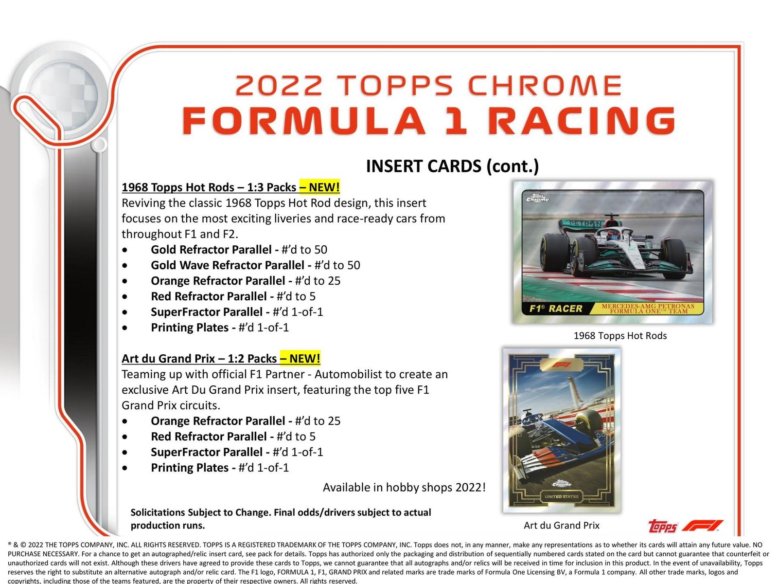 2022 TOPPS CHROME F1 FORMULA 1 HOBBY LITE BOX
