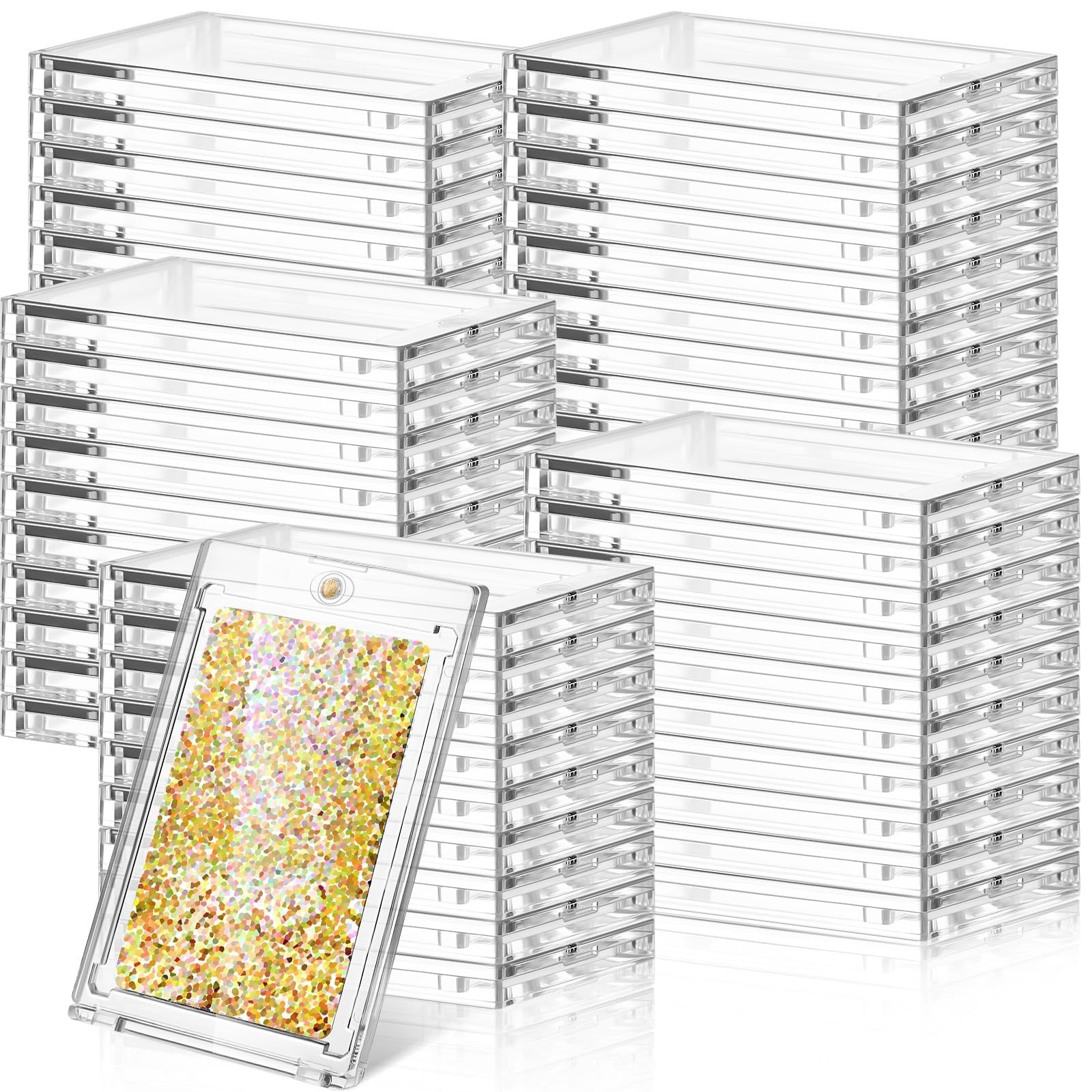 60 Pcs Magnetic Card Holders – Clear Protectors for Thick Sports Cards, Collecti