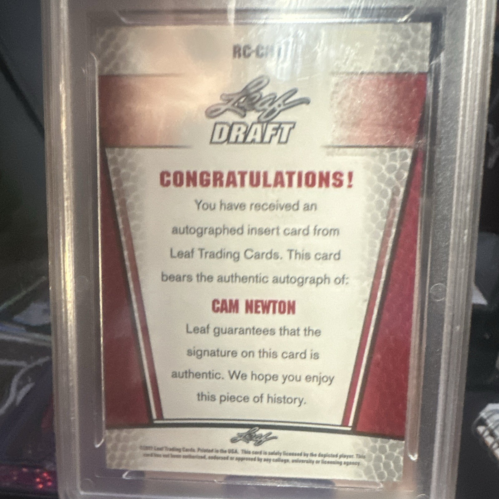 2011 Leaf Draft Metal Cam Newton #CN1 Autograph Rookie RC GMA 10 Auburn