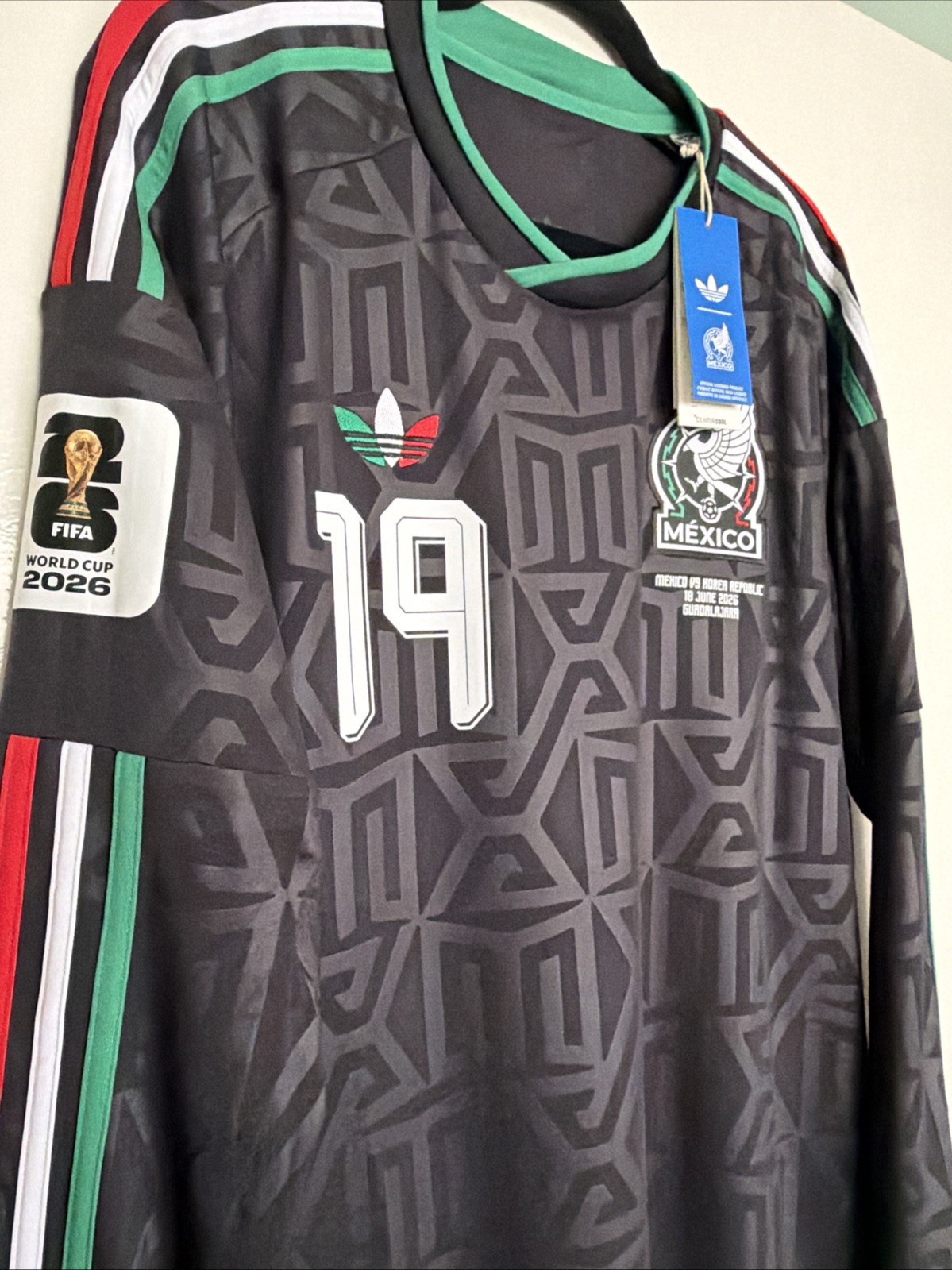 Gilberto Mora #19 Mens LARGE Adidas Mexico Third FAN Jersey World Cup Vs Korea