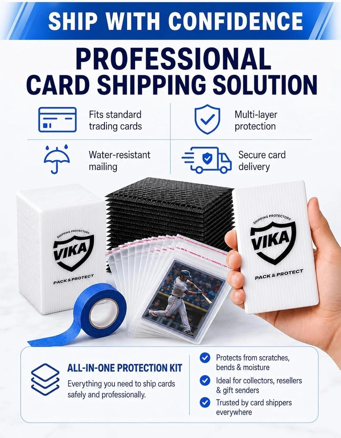 Trading Card Shipping Kit – 100 Pcs 4”x6” Trading Card Shipping Protectors,…