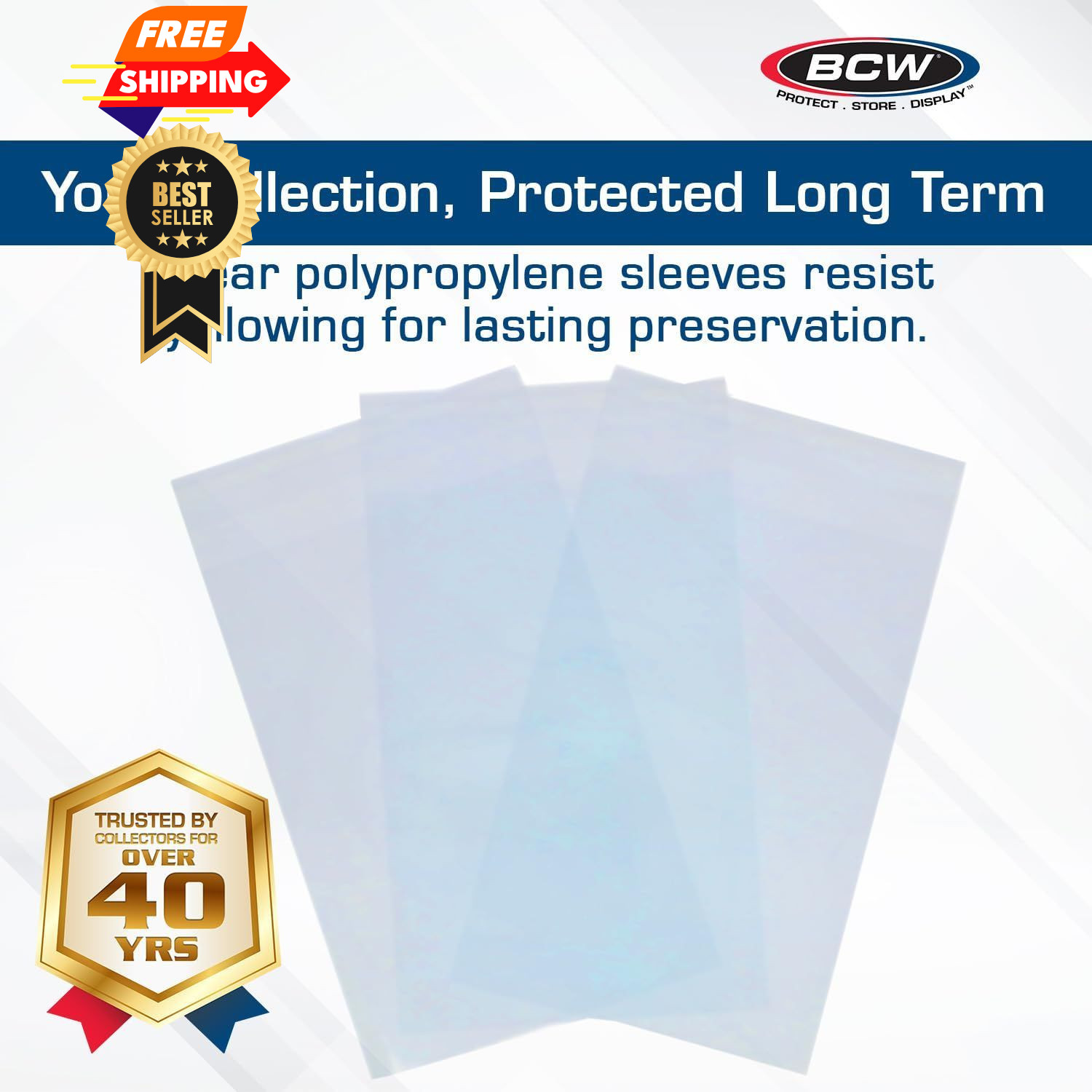 BCW Resealable Graded Card Sleeves | 100 Pack | Universal Fit for PSA, Clear