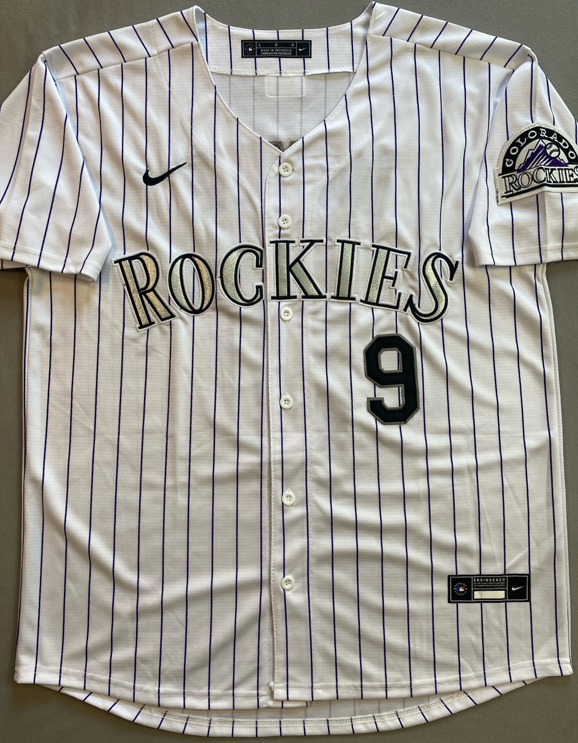 COLORADO ROCKIES- BRENTON DOYLE AUTOGRAPH #9 NIKE PINSTRIPE JERSEY JSA CD81194