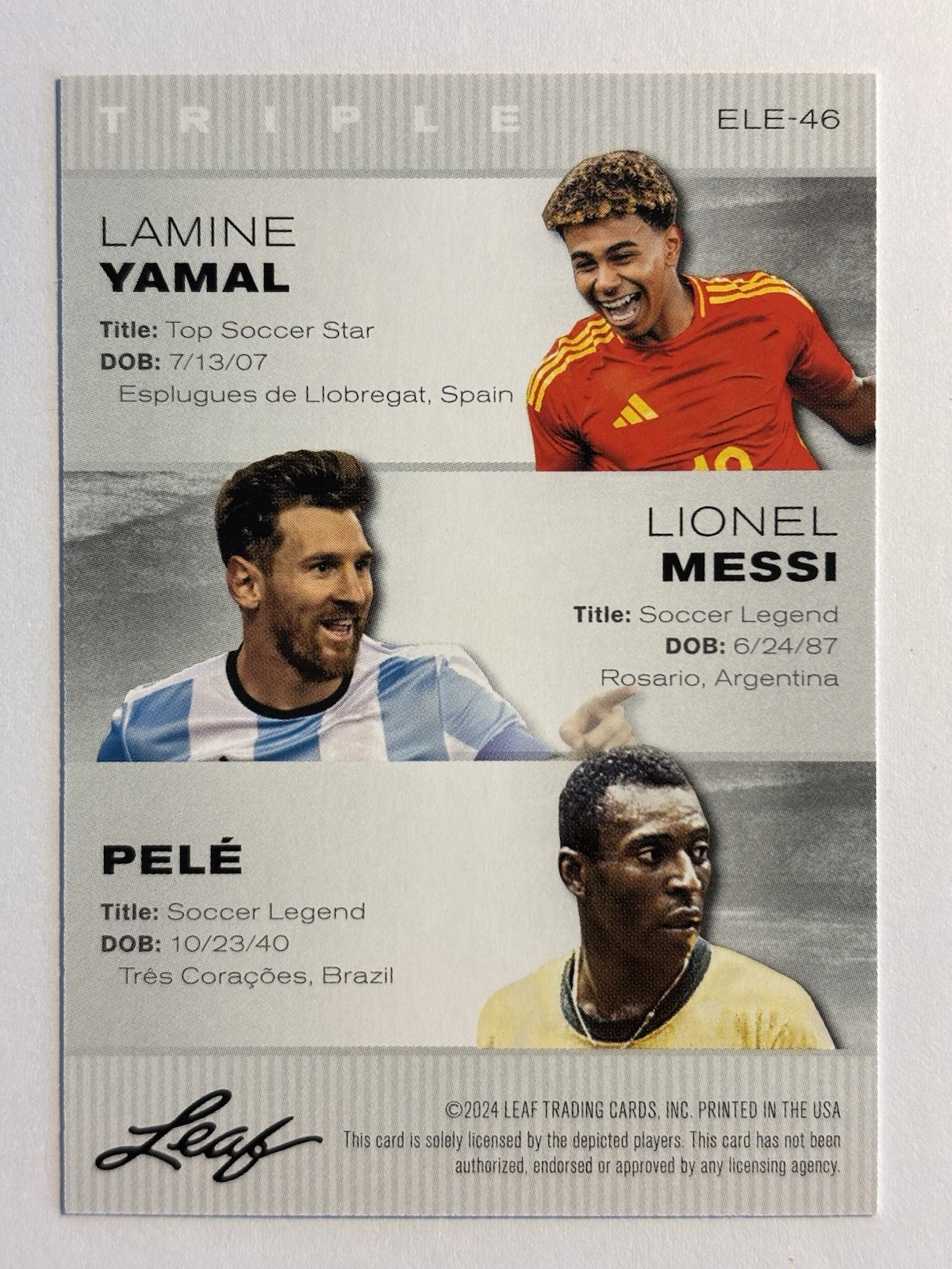 Messi *Pele*Ronaldo Yamal 2024 “Special Release” Triples Lot (10) Soccer Cards