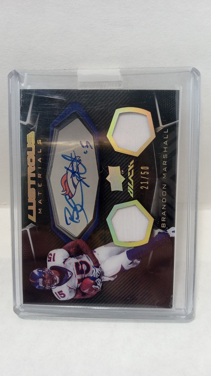 2009 Upper Deck Black Lustrous Materials Brandon Marshall /50 Auto & Patch