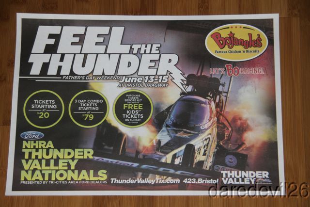 2014 Brittany Force Bojangle’s Top Fuel Bristol NHRA Tray Liner handout