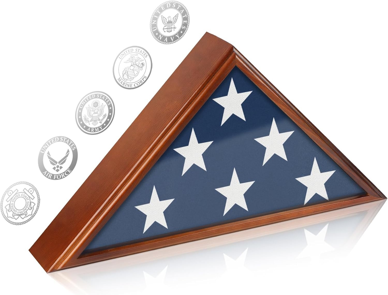 Triangular Wooden Burial Flag Display Case – 9.5×5 for Veterans’ Memorial Flags