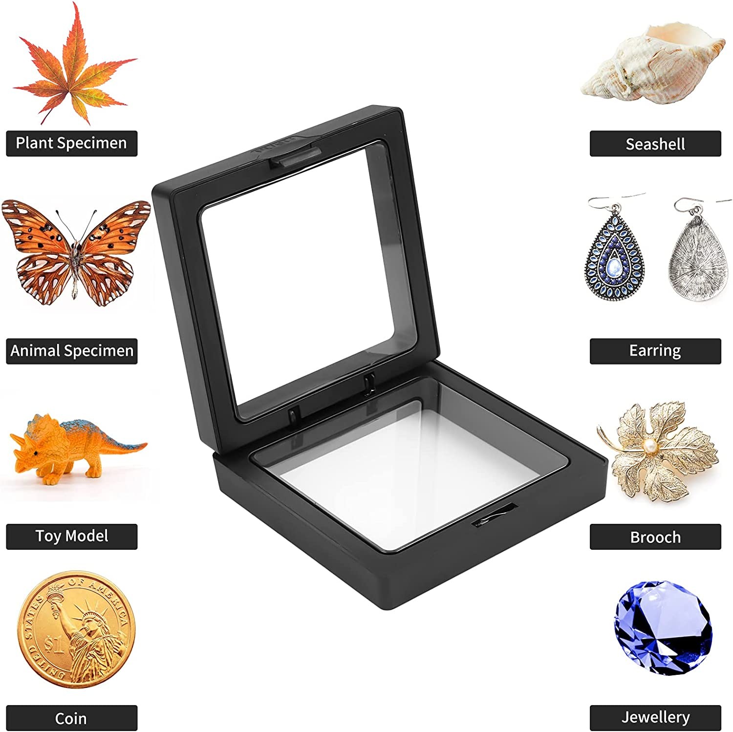 15pcs 3D Coin Floating Display Frame Stand Holder Jewelry Challenge Case Box USA