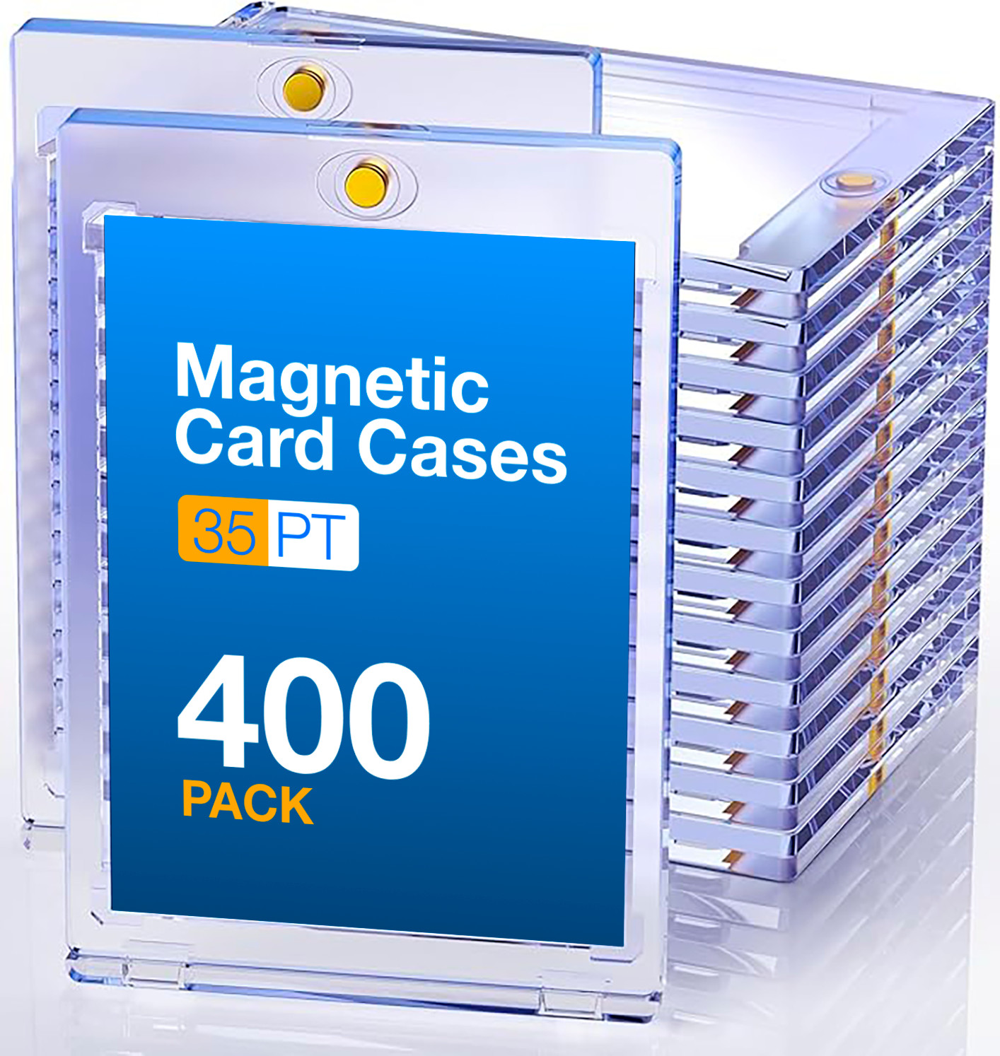 400 Pack Magnetic Trading Sports Card Holders 35pt One-Touch Hard UV Protection