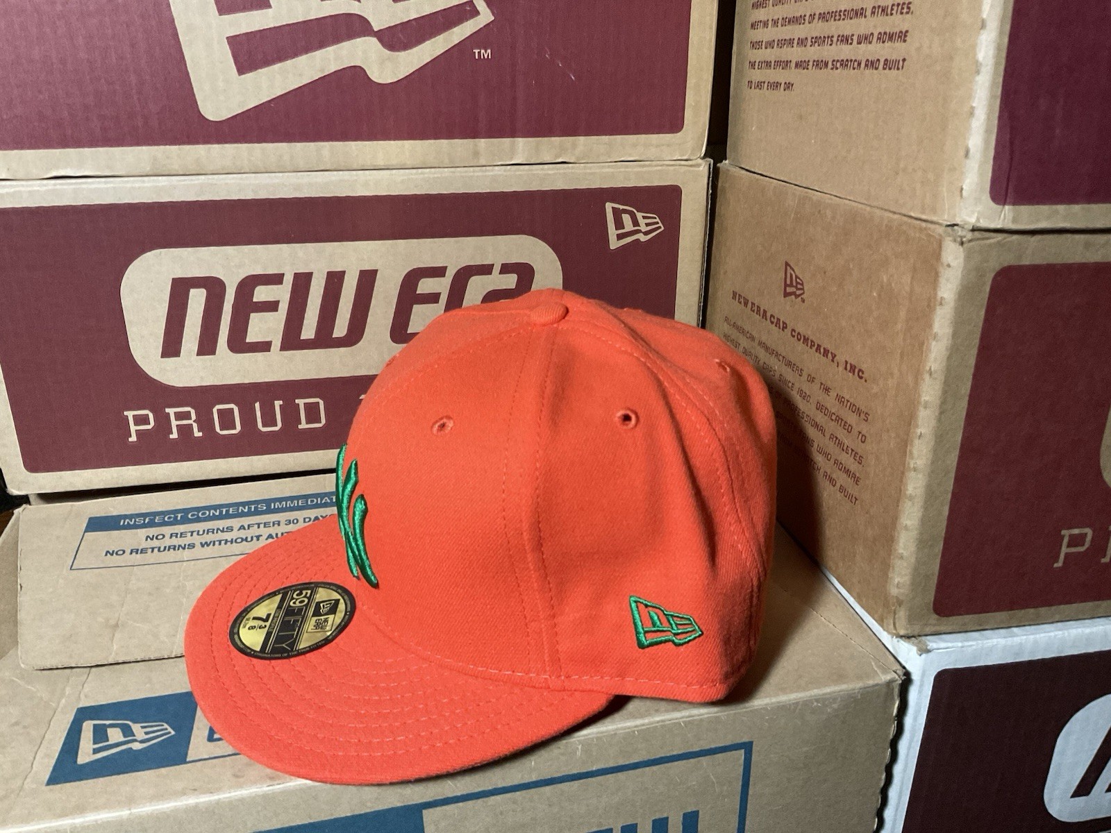 Vintage Yankees Orange Hat BIG SIZES 7 3/4, 7 7/8, 8 1/8, 8 1/2 New Era Cap NWT