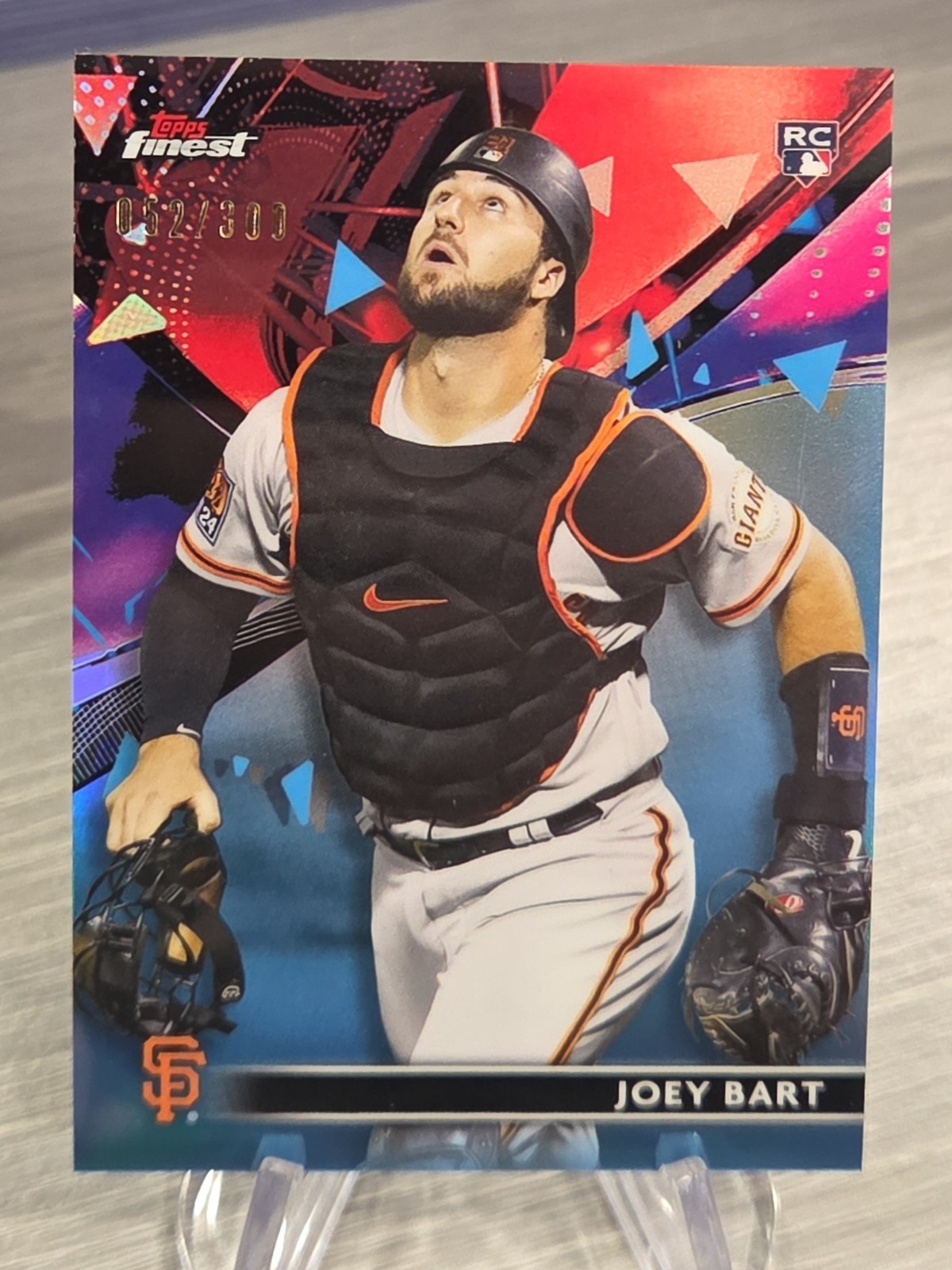 Joey Bart 2021 Topps Finest Sky Blue Refractor /300 Rookie #52 Giants/Braves RC