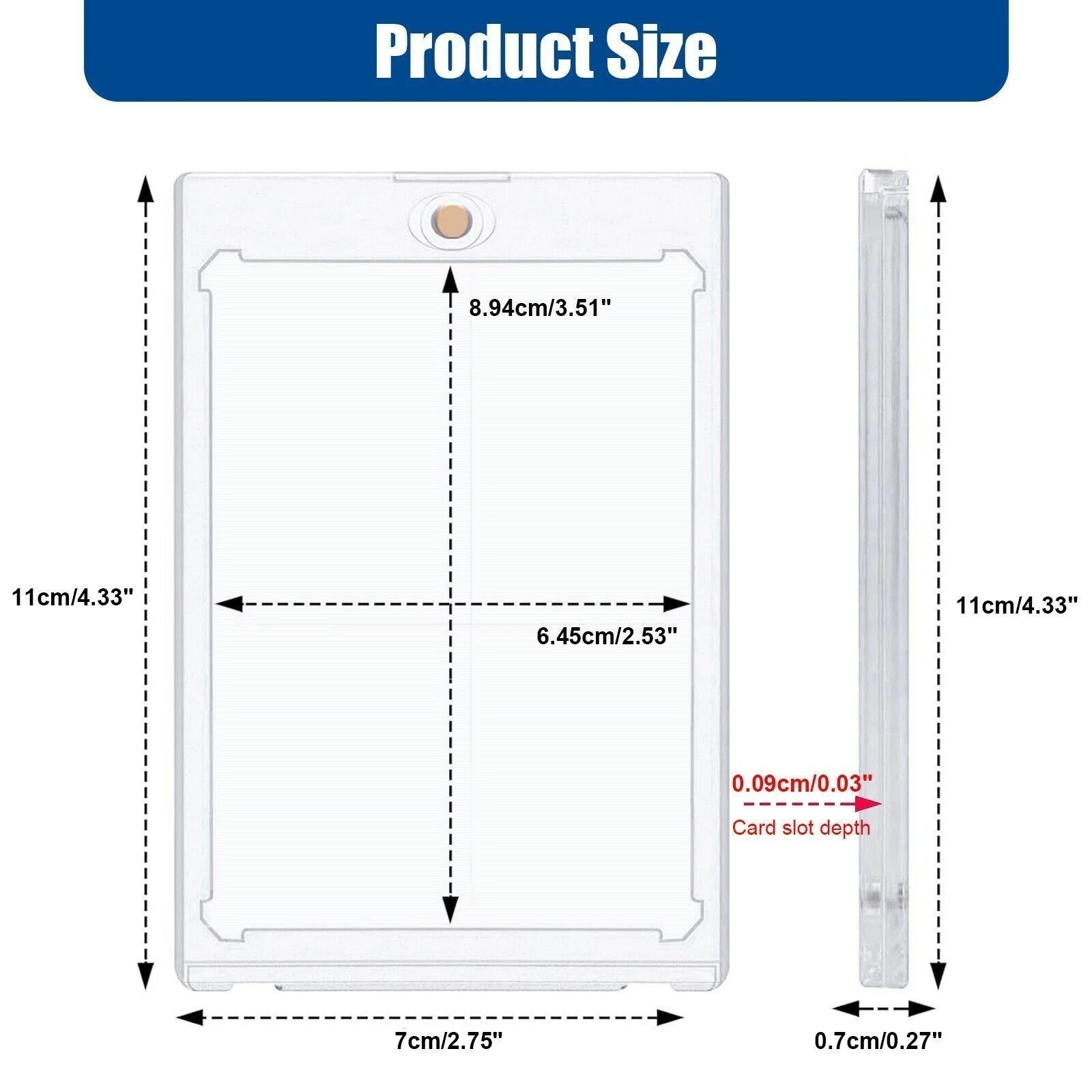50PCS 35pt Magnetic Card Holder for Cards, One Touch Hard Plastic Thick Cases