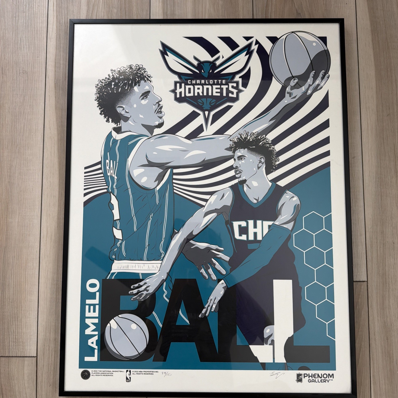 Lamelo Ball Premium Poster 24/150 Metal And Glass Frame. SIGNED Official