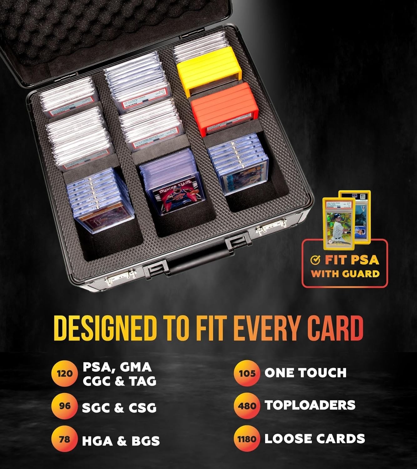 3 Row Graded Card Storage Box – Protects 120+ PSA Collectible Cards