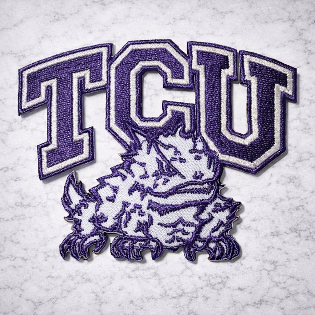 TCU HORNED FROGS NCAA EMBROIDERED IRON ON PATCH 3 1/2″ x 2 3/4″