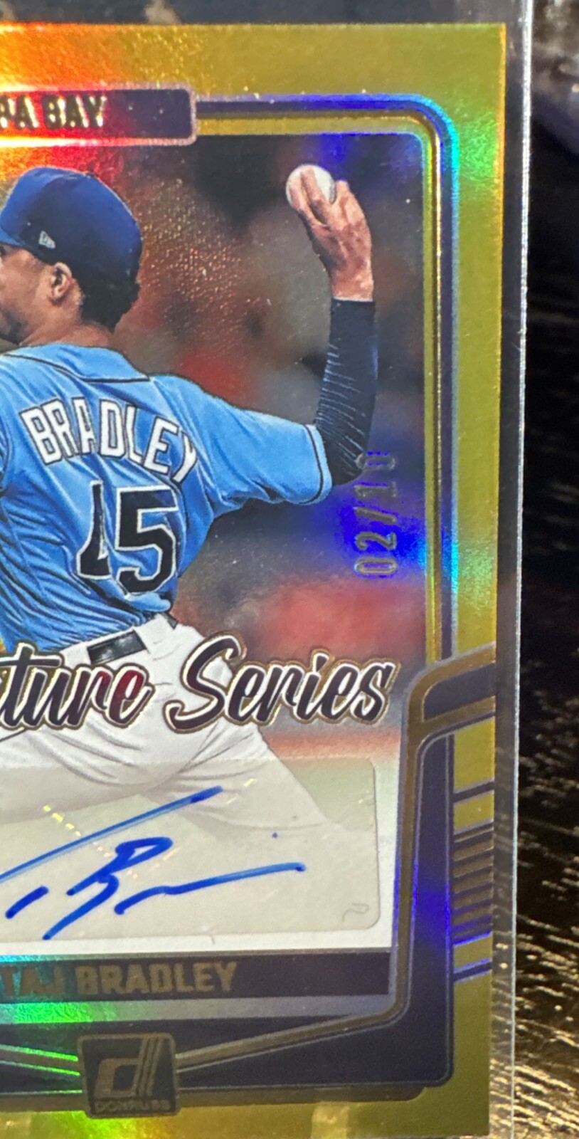 2024 Donruss Signature Series Autograph Taj Bradley #SS-TB Gold /10 TB Rays